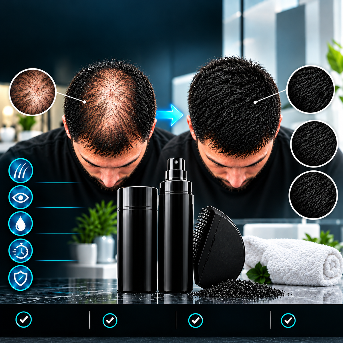 Instant Hair Building Fibers – Natural-Looking Thicker, Fuller & More Confident Hair