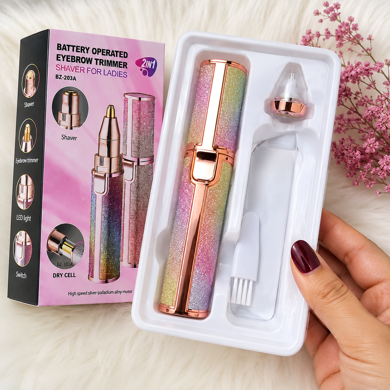 2 in 1 Eyebrow Trimmer & Facial Hair Remover | Rechargeable | Imported
